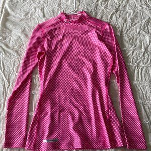 Pink with white star print, Under Armour UA Coldgear Mock top, Size S
